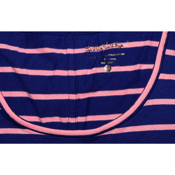 Lilly Pulitzer Beacon Women Short Sleeve Blue Pink Striped T-Shirt Dress Size XS - Picture 4 of 7